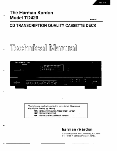 Harman Kardon TD420 Harman Kardon CD Transcription Quality cassette Deck TD420